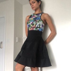 Zio New York Black/Floral Sleeveless Dress (Small)